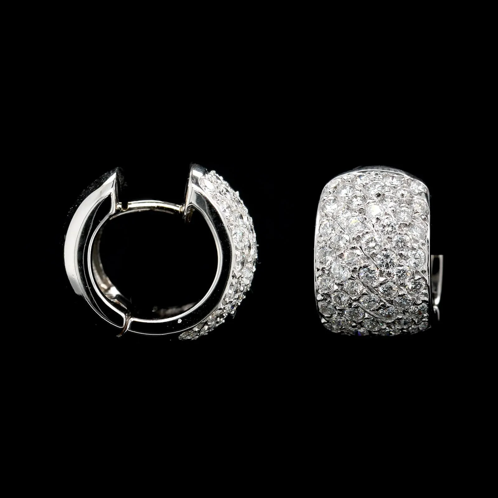 18K White Gold Estate Diamond Hoops