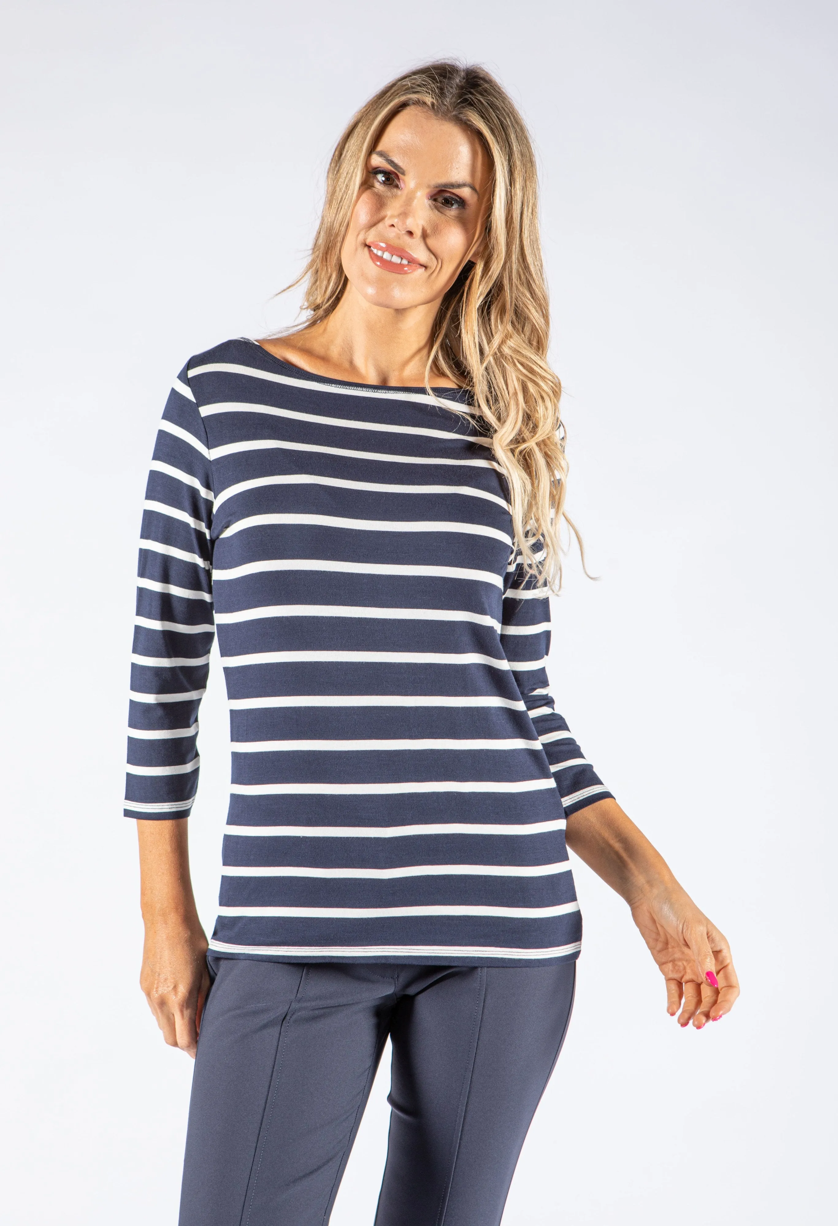 3/4 Sleeve Striped Top