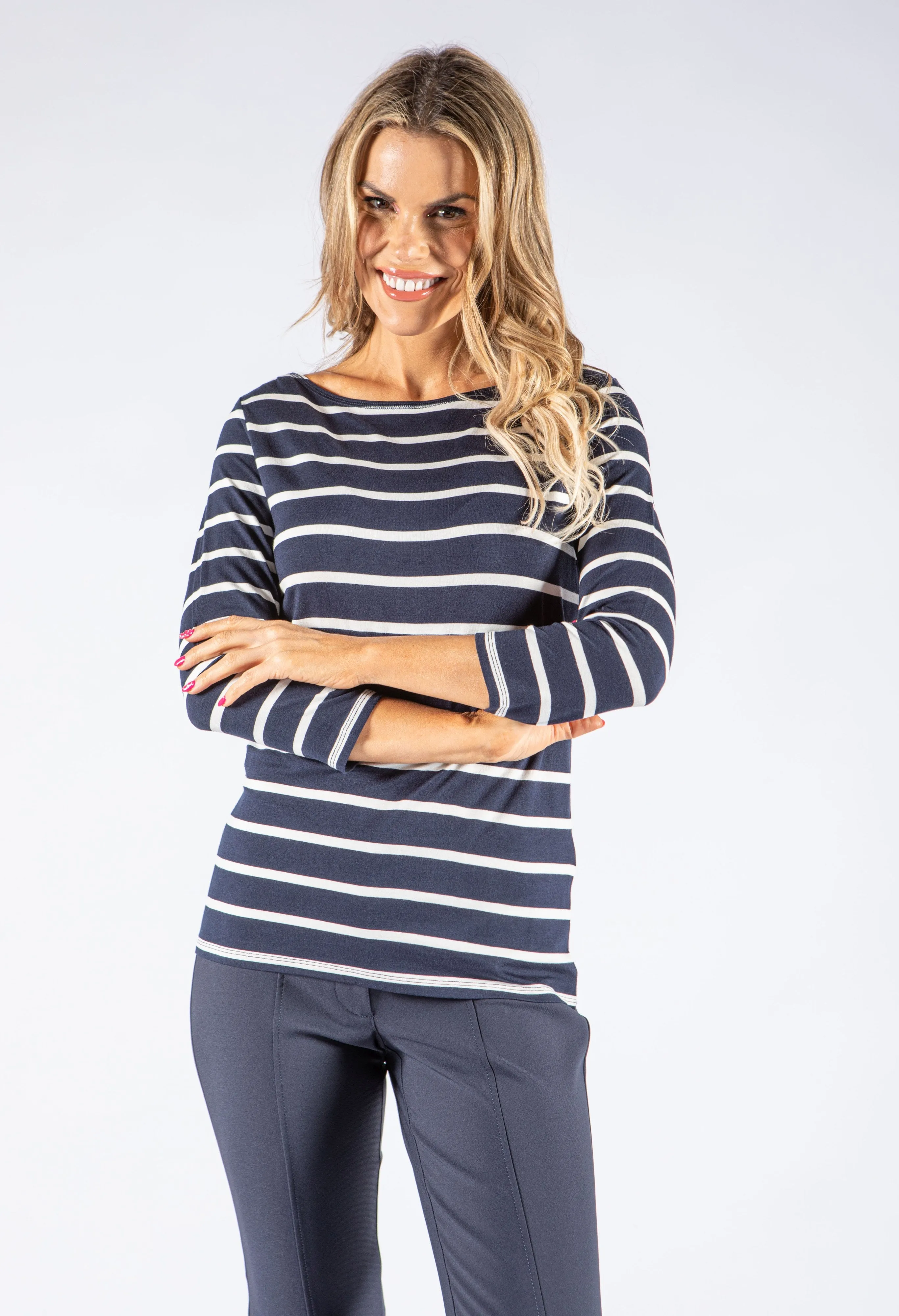 3/4 Sleeve Striped Top