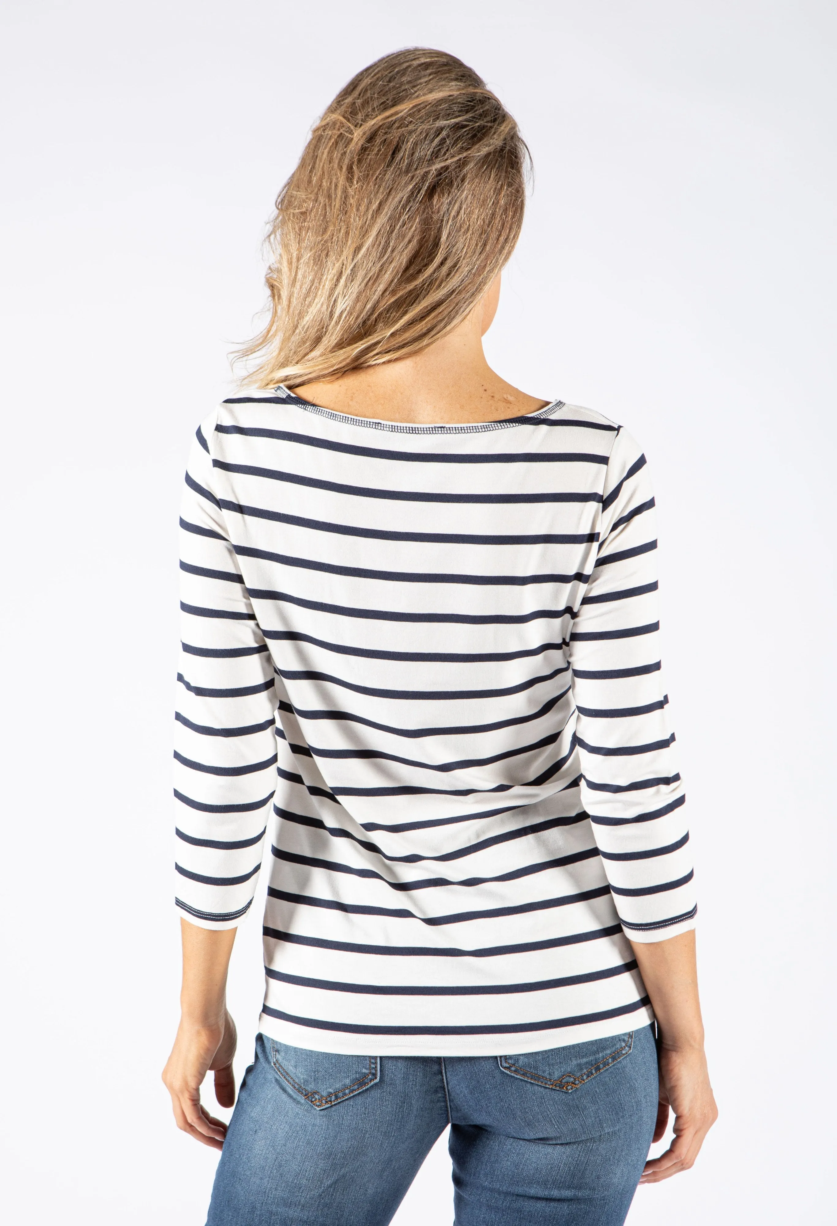 3/4 Sleeve Striped Top