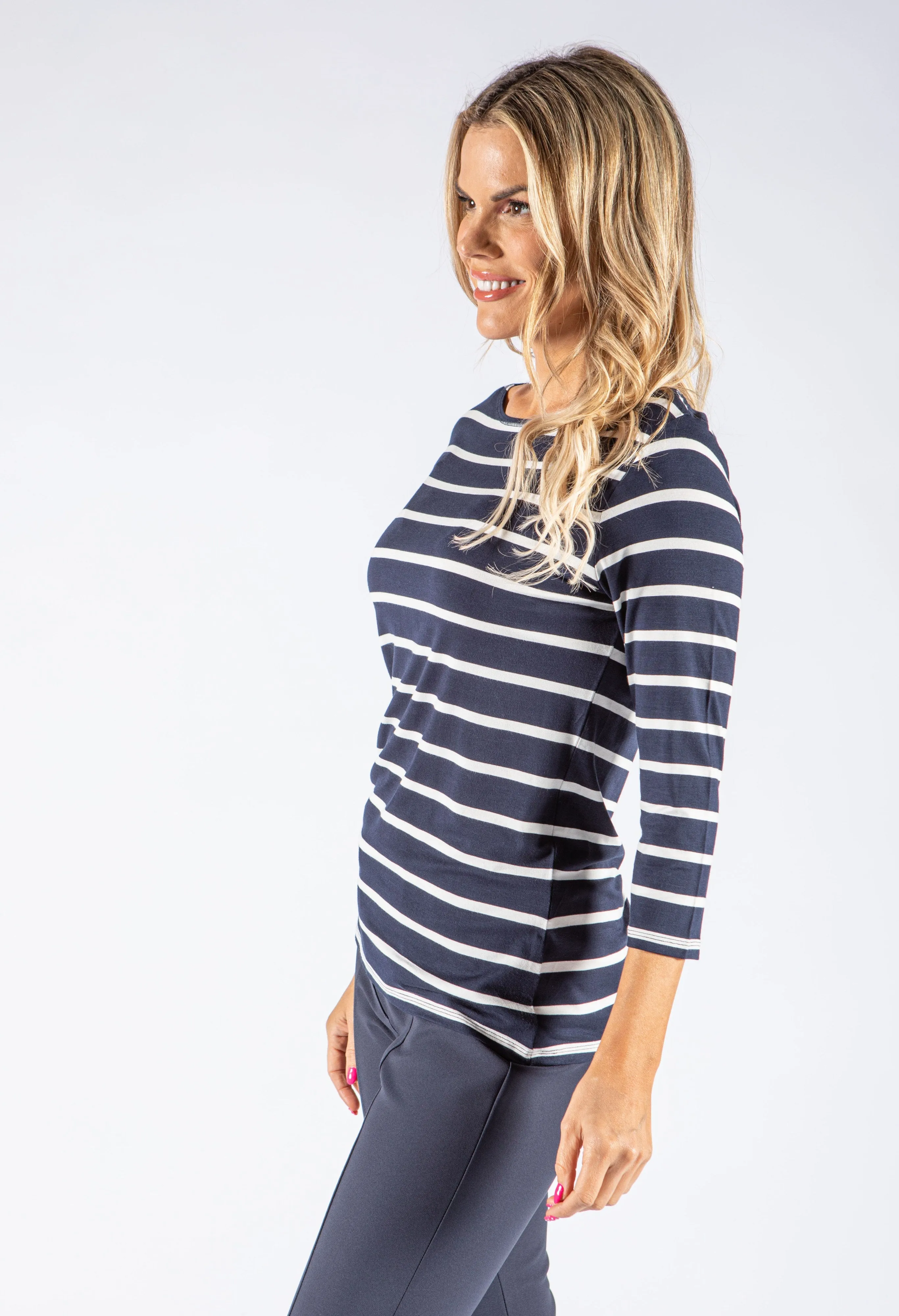 3/4 Sleeve Striped Top