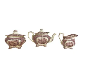 3pc. Lavender Orientalist Tea Set, 19th c.