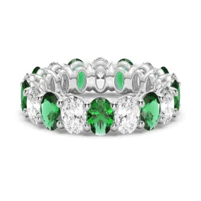 6.6 CT. Lab Grown White Sapphire with Green Gemstone Band