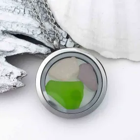 A Slice of Spring Sea Glass Porthole Locket Necklace | #1612