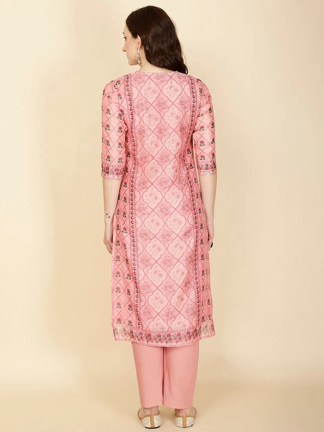 Abstract Printed Chanderi Kurta With Pants