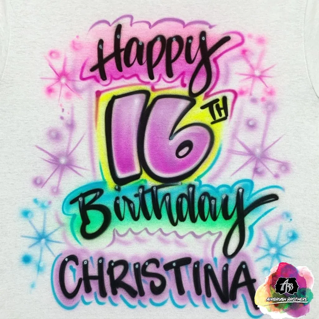 Airbrush Happy 16th Birthday Design