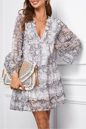 Alex Printed Flare Sleeve Tiered Dress