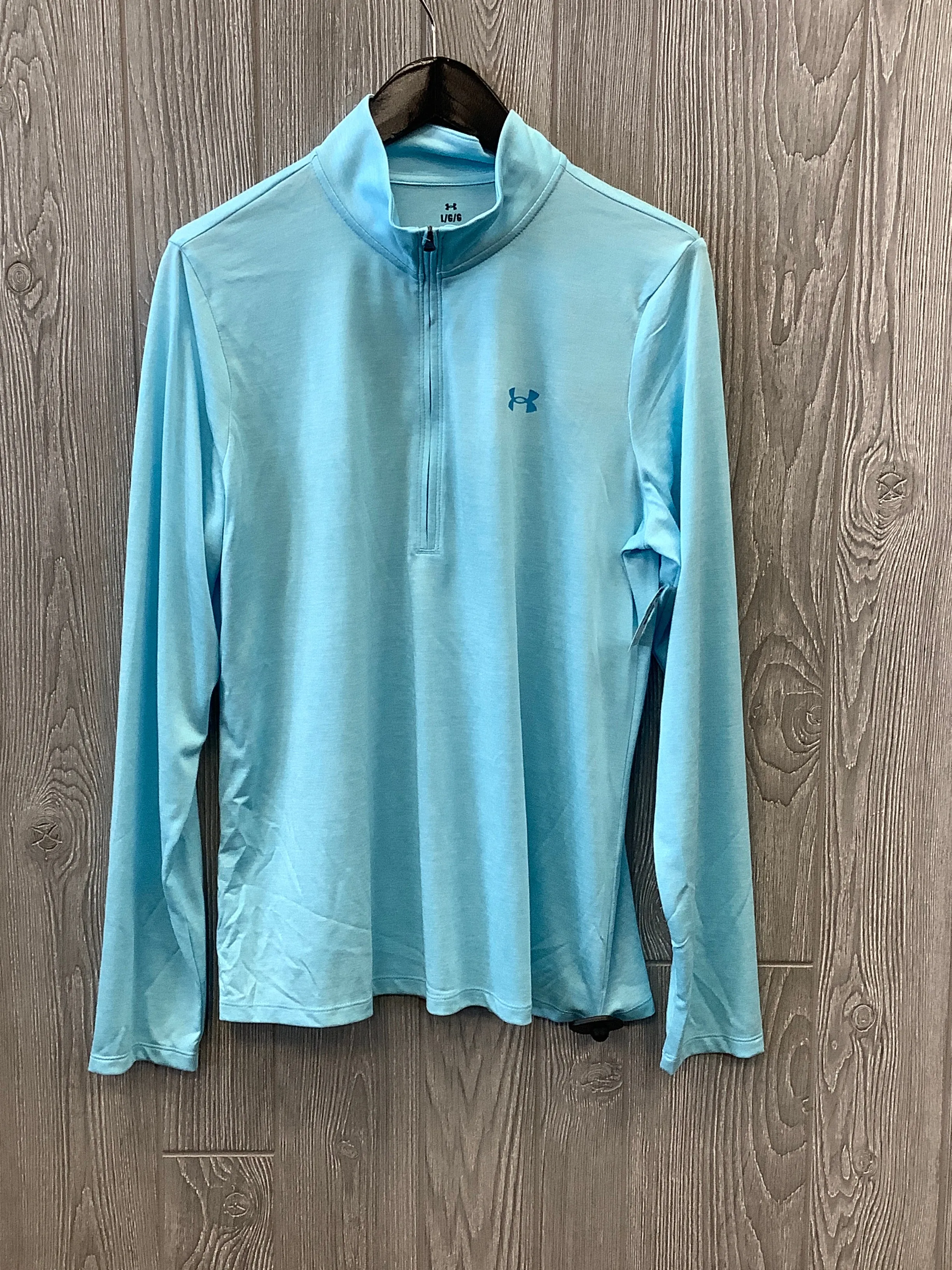 Athletic Top Long Sleeve Collar By Under Armour In Blue, Size: L