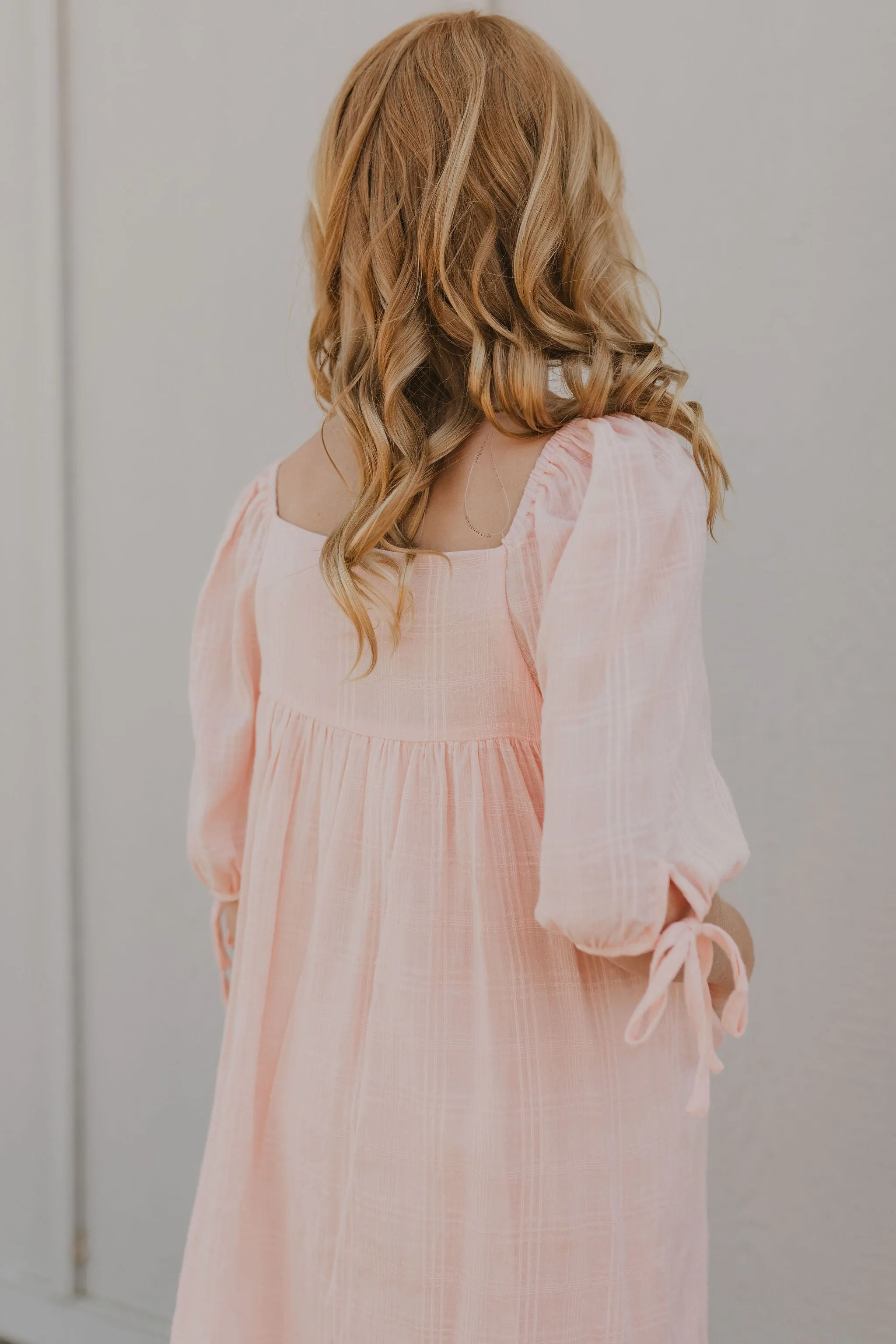 BELLE GIRLS TEXTURED PINK DRESS