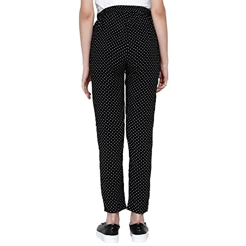 Black Polka Dot Print Maternity High waisted Pants