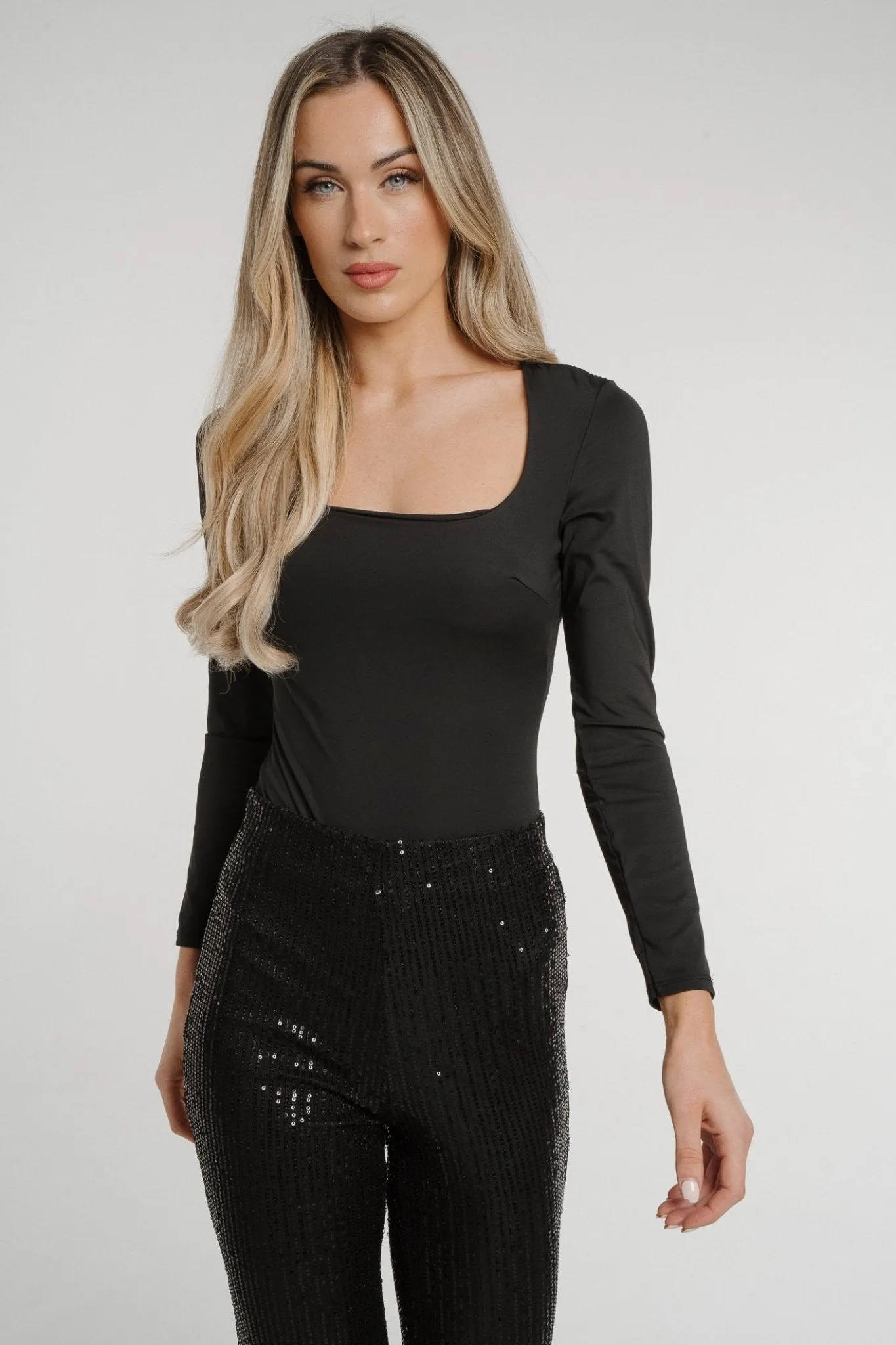 Caitlyn Square Neck Bodysuit In Black