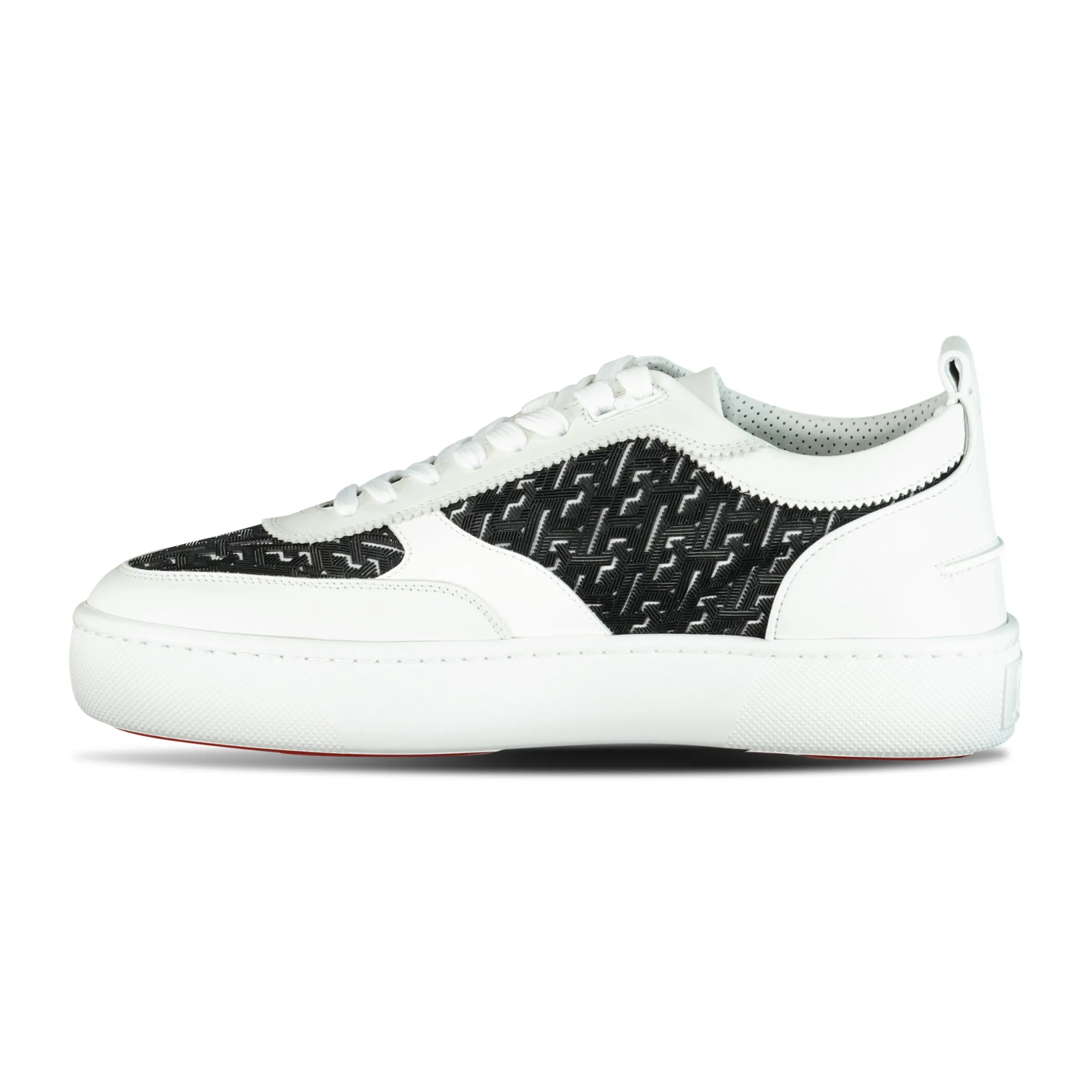 CHRISTIAN LOUBOUTIN HAPPY RUI FLAT TRAINERS WHITE/BLACK