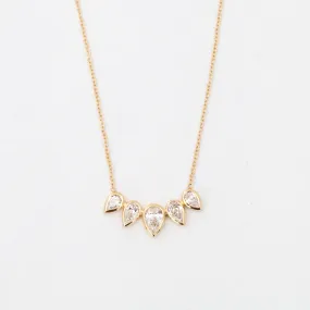 Five Pear Diamond Fan Necklace