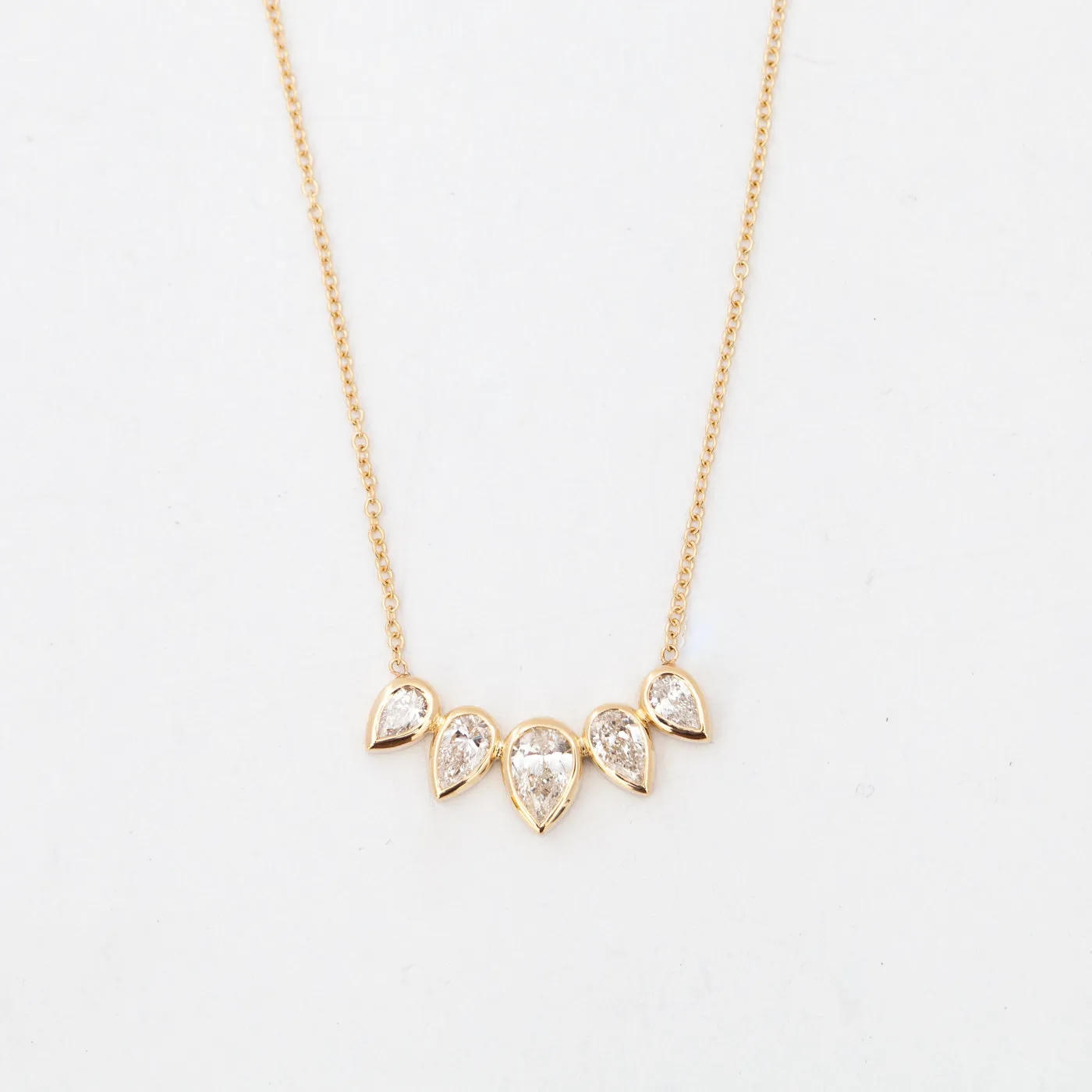 Five Pear Diamond Fan Necklace