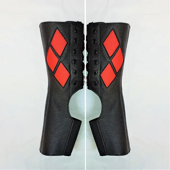 Harley Quinn Aerial Boots in Black w/Red details   Suede Grip