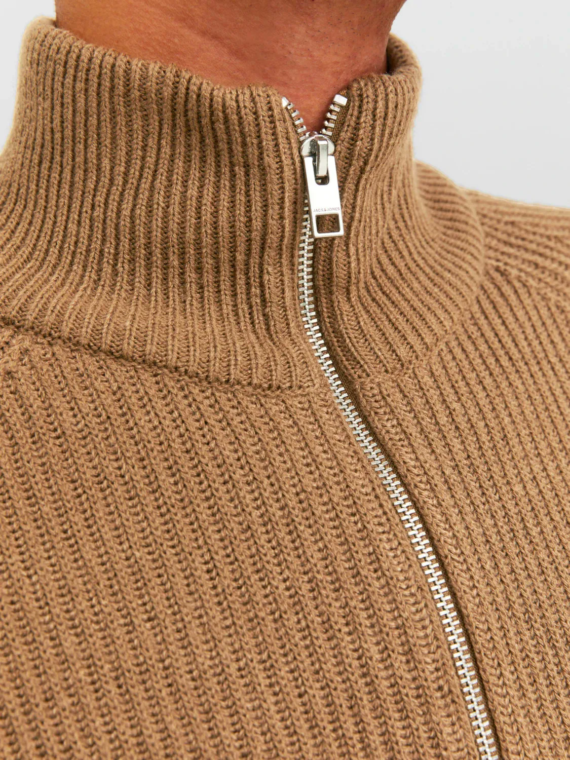 Jack & Jones Mens 'JJPANNEL' Half Zip Flunnel Neck Knit Jumper