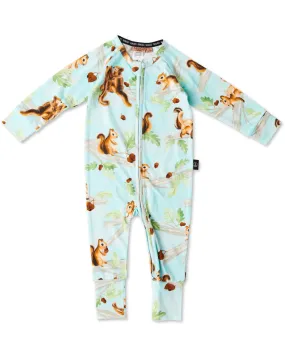 Kip & Co BABY | Squirrel Scurry Organic Long Sleeve Zip Romper