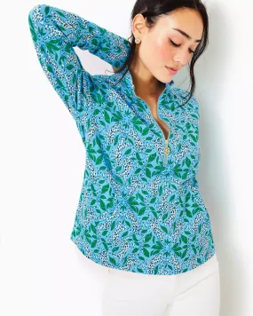 Lilly Pulitzer Women's UPF 50  Melena Popover - Bon Bon Blue Leapin Leopards