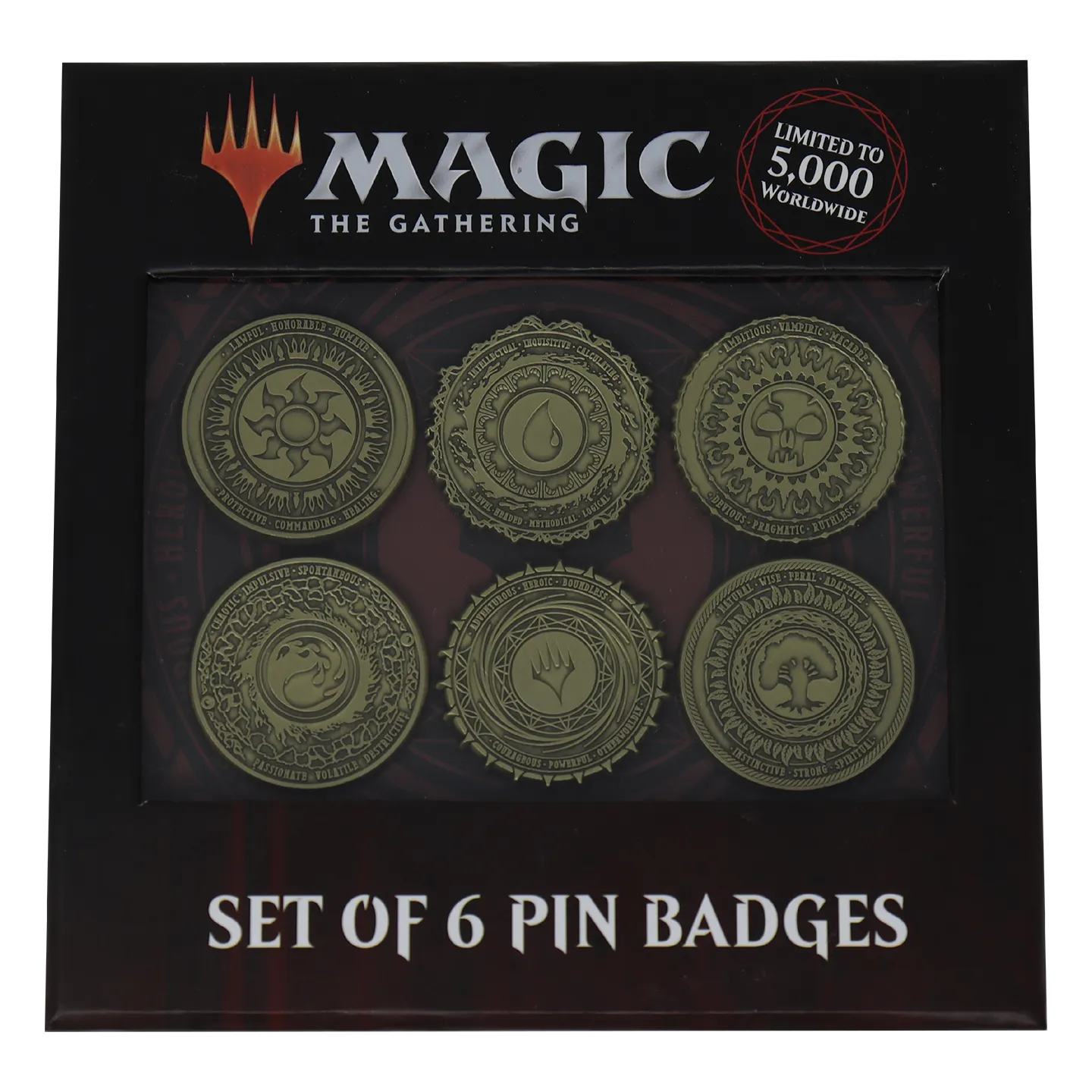 Magic the Gathering Set of 6 Limited Edition Mana Symbol Pin Badges