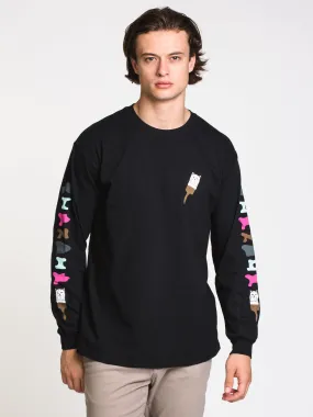 MENS BEAUTIFUL MOUNTAIN LONG SLEEVE T-SHIRT-BLK - CLEARANCE