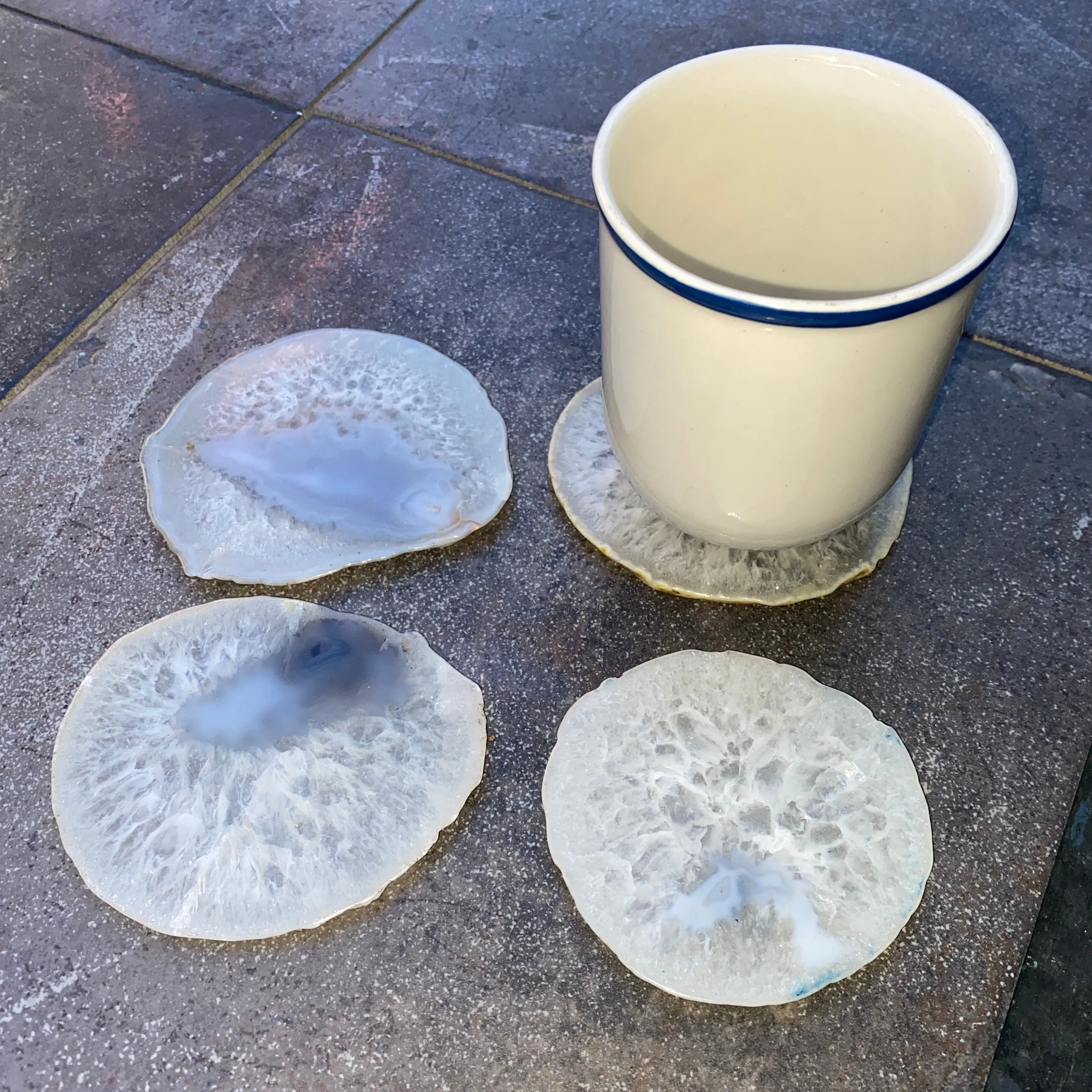 Natural Sliced Agate gemstone Coaster Set