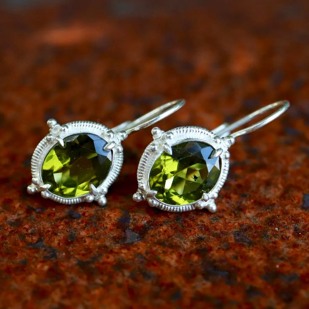 Peridot Buckingham Silver Earrings