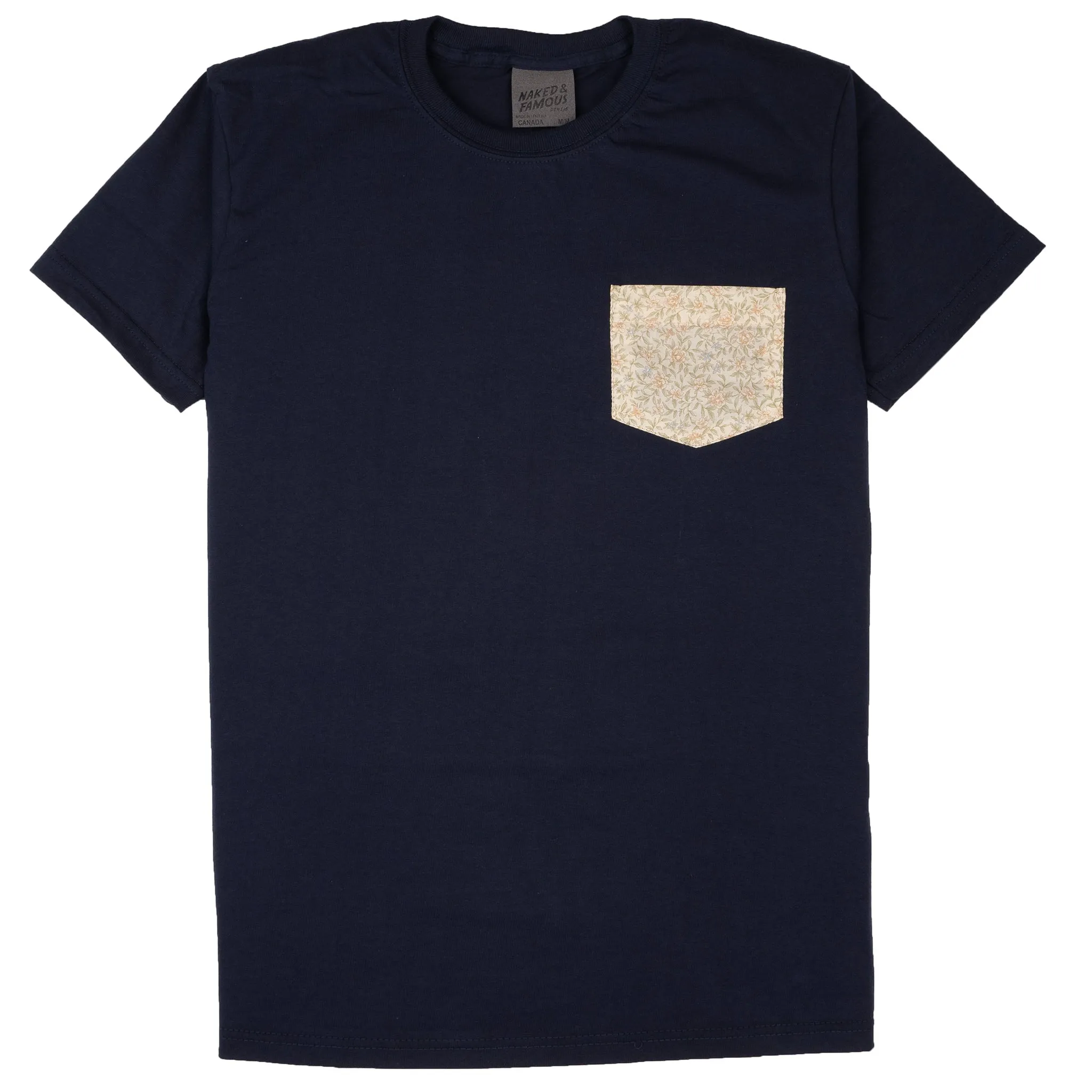 Pocket Tee - Navy - Bell Flowers - Cream