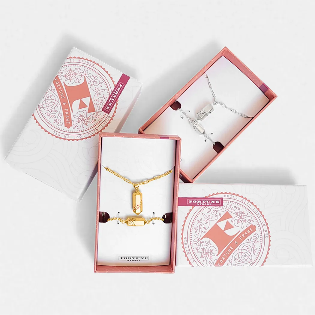 Polygon Lariat Locket & Bracelet Gift Set - Gold