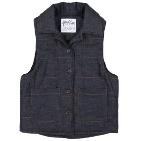 Quilted Vest - Slub Nep Rinsed - Indigo