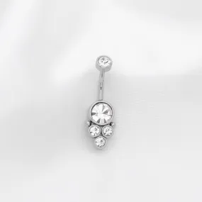 Round Cluster CZ Set Belly Button Navel Ring - Silver