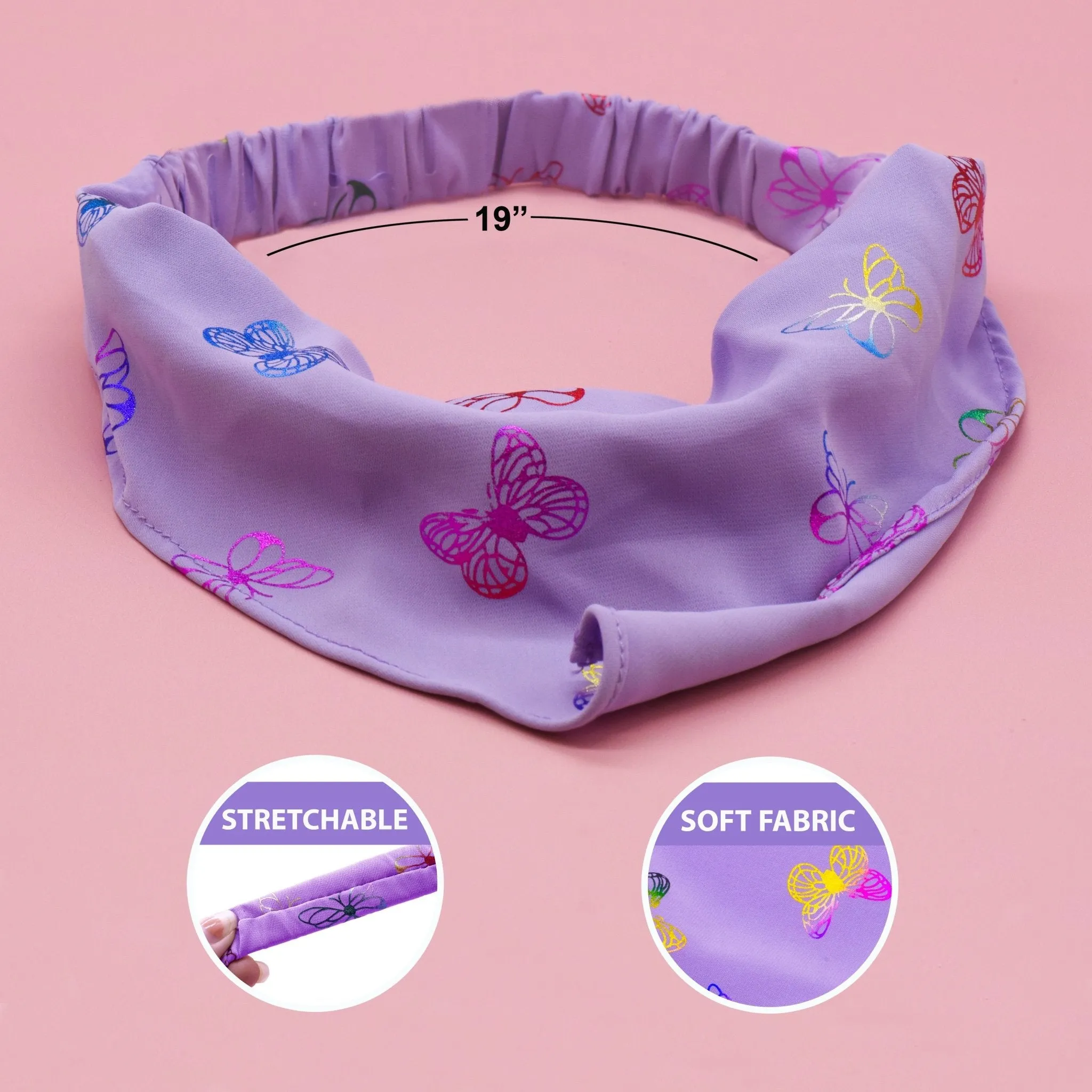 Stretch Butterfly Bandana Scarf Headbands - 4 Pack