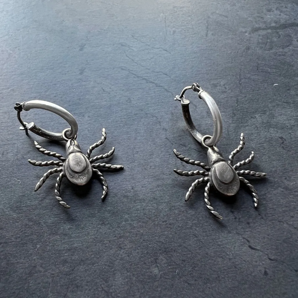 Tick Hoop Earrings - Sterling Silver