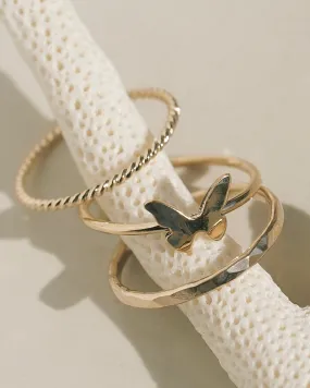 Tiny Butterfly Stacking Ring Set