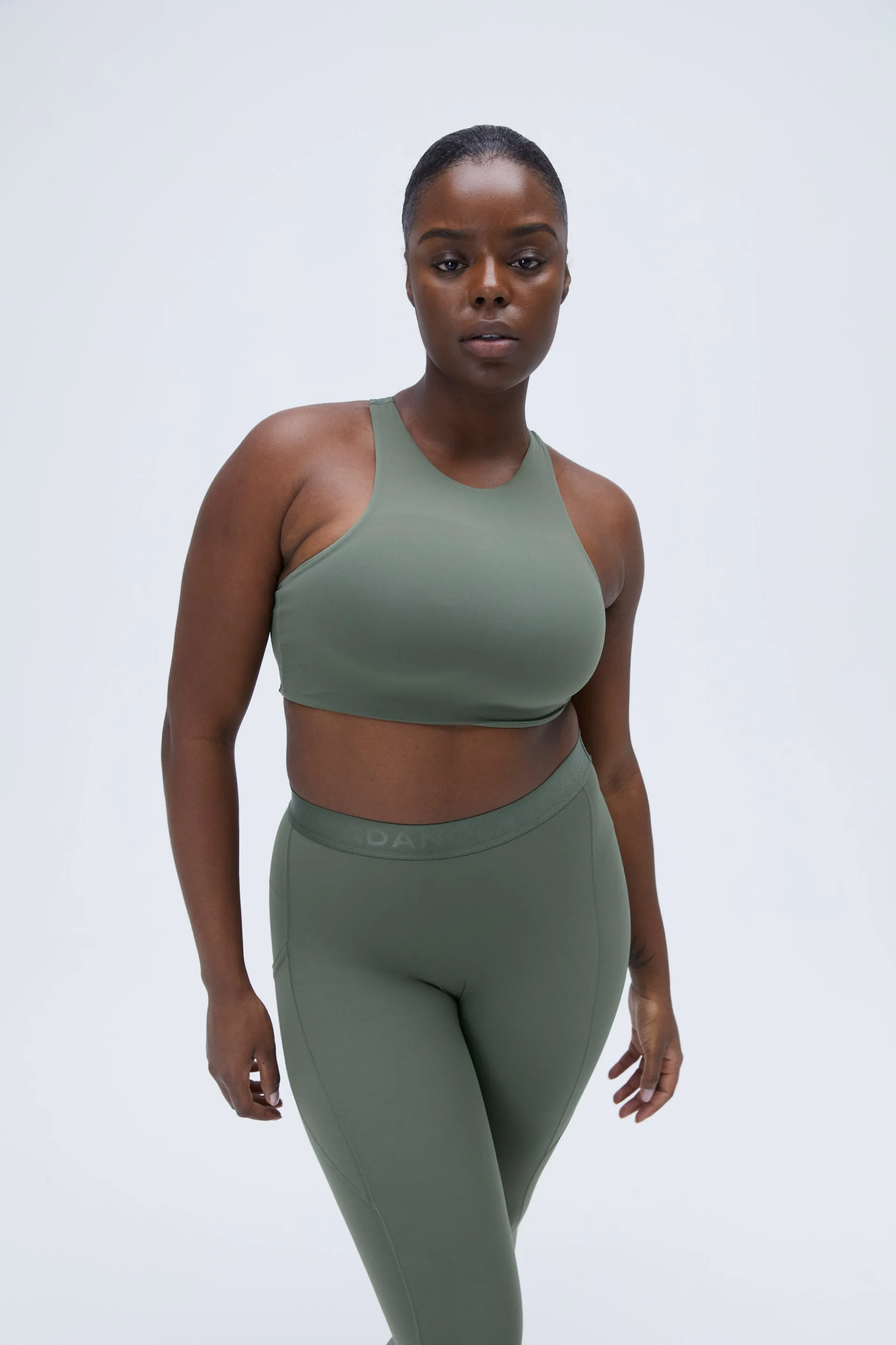 Ultimate Branded Mesh Back Bra - Khaki Green