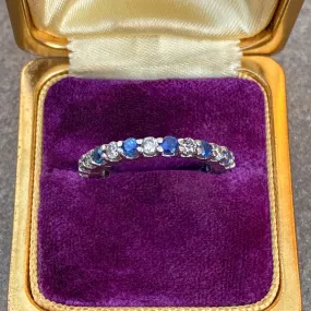 Vintage Sapphire & Diamond Eternity Band, Size 6