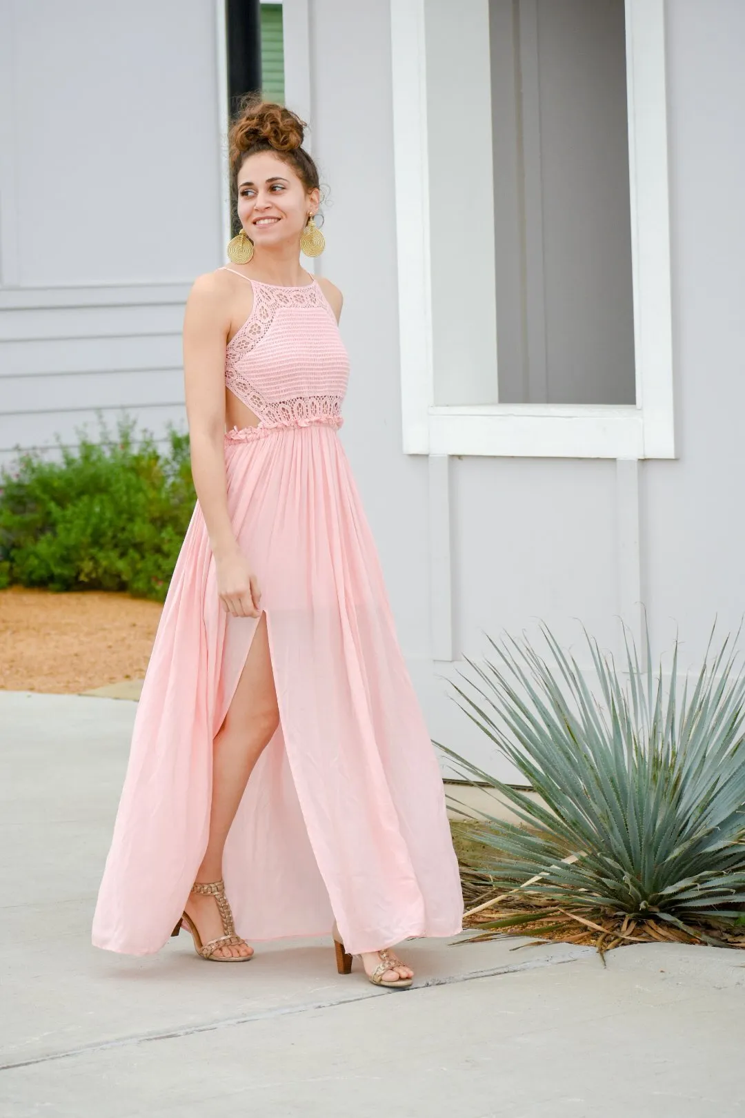 Walk This Way Mauve Crochet Maxi Dress