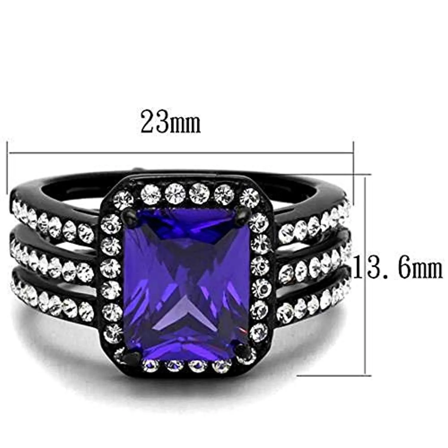 WildKlass Stainless Steel Ring IP Women AAA Grade CZ Tanzanite