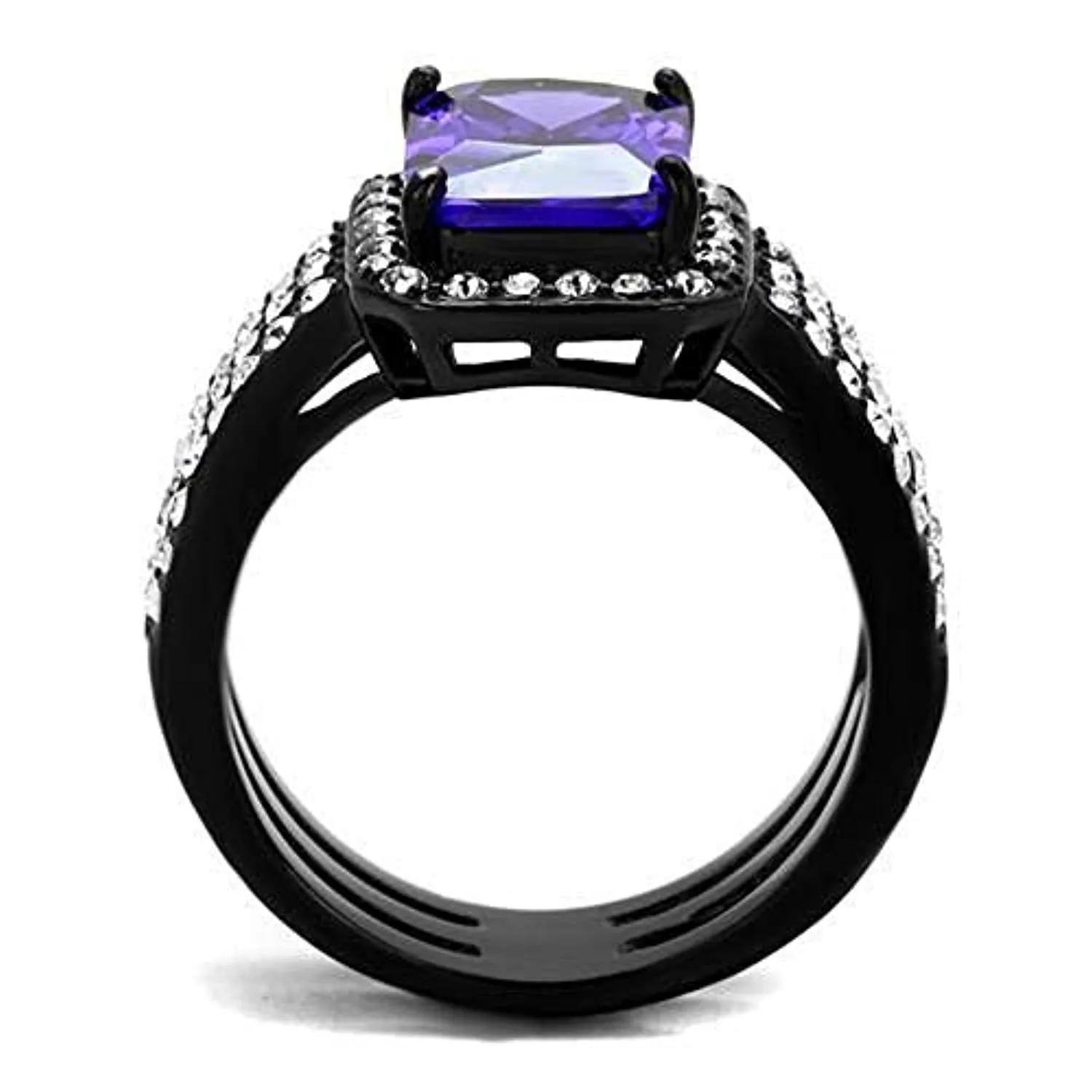 WildKlass Stainless Steel Ring IP Women AAA Grade CZ Tanzanite