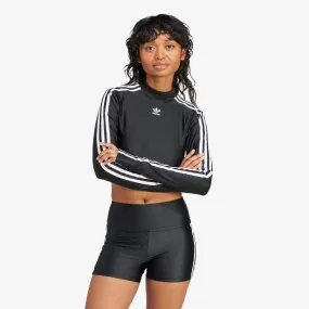 WMN'S 3-STRIPES CROPPED LONG SLEEVE TEE 'BLACK'